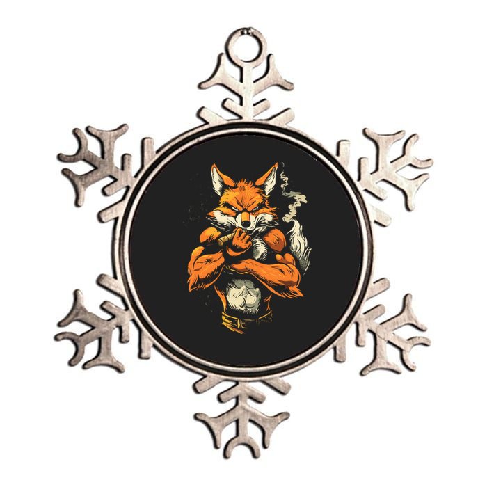 Fox Mean Muscular Fox Smoking Fox Cigar Fox Metallic Star Ornament