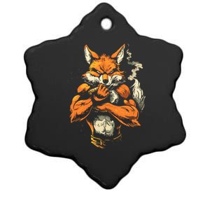 Fox Mean Muscular Fox Smoking Fox Cigar Fox Ceramic Star Ornament