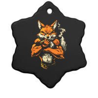 Fox Mean Muscular Fox Smoking Fox Cigar Fox Ceramic Star Ornament