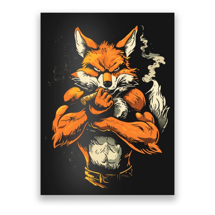 Fox Mean Muscular Fox Smoking Fox Cigar Fox Poster