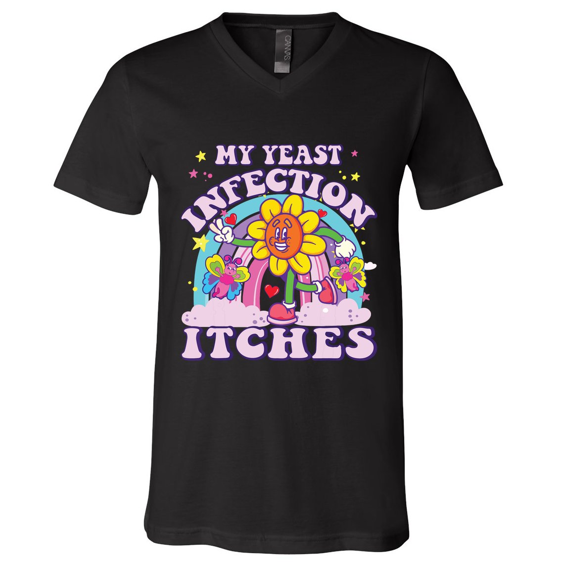 Funny Meme My Yeast Infection Itches Weird Humor Offensive V-Neck T-Shirt