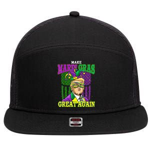 Funny Make Mardi Gras Great Again Funny Trump 2025 Usa Flag 7 Panel Mesh Trucker Snapback Hat