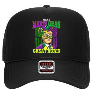 Funny Make Mardi Gras Great Again Funny Trump 2025 Usa Flag High Crown Mesh Back Trucker Hat