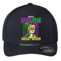 Funny Make Mardi Gras Great Again Funny Trump 2025 Usa Flag Flexfit Unipanel Trucker Cap