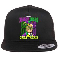 Funny Make Mardi Gras Great Again Funny Trump 2025 Usa Flag Flat Bill Trucker Hat