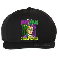 Funny Make Mardi Gras Great Again Funny Trump 2025 Usa Flag Wool Snapback Cap