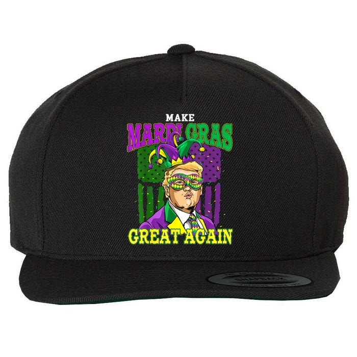 Funny Make Mardi Gras Great Again Funny Trump 2025 Usa Flag Wool Snapback Cap