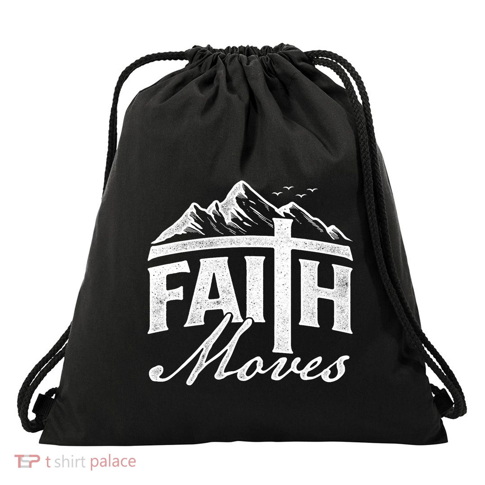 Faith Moves Mountains Jesus Christian Faith Bible Verse Drawstring Bag