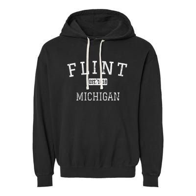 Flint Michigan Mi Vintage Garment-Dyed Fleece Hoodie