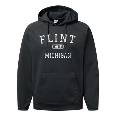 Flint Michigan Mi Vintage Performance Fleece Hoodie