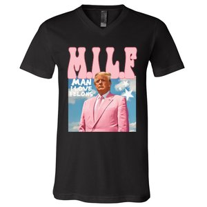 Funny Milf Man I Love Felons Trump President Supporters 2024 V-Neck T-Shirt