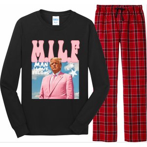 Funny Milf Man I Love Felons Trump President Supporters 2024 Long Sleeve Pajama Set