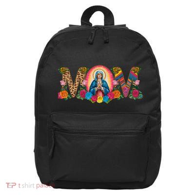 Floral Mom Mother Mary Leopard Rainbow Pattern 16 in Basic Backpack