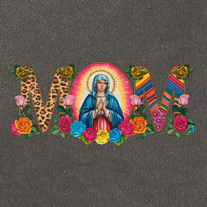 Floral Mom Mother Mary Leopard Rainbow Pattern Cotton Canvas Backpack