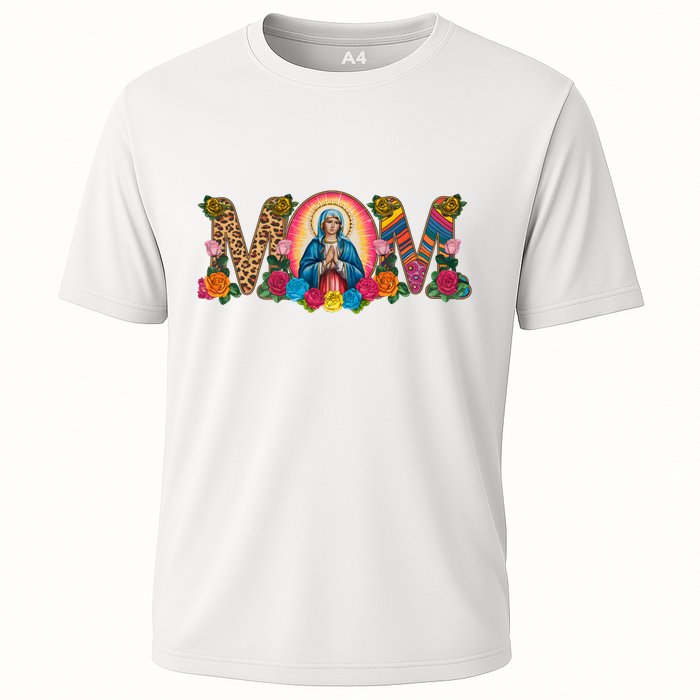 Floral Mom Mother Mary Leopard Rainbow Pattern Cooling Performance Crew T-Shirt