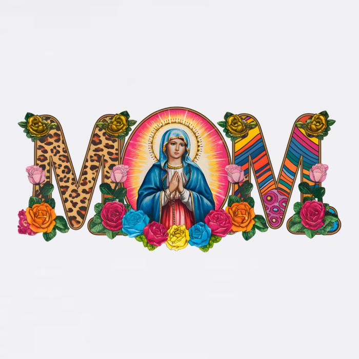 Floral Mom Mother Mary Leopard Rainbow Pattern Cooling Performance Crew T-Shirt