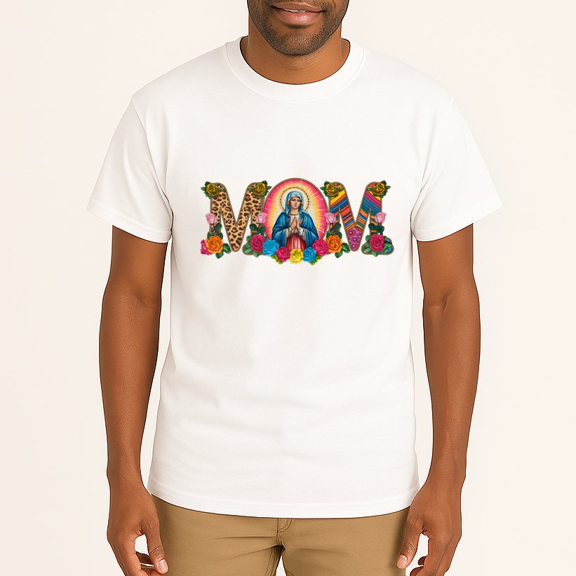 Floral Mom Mother Mary Leopard Rainbow Pattern Tall T-Shirt