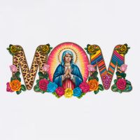 Floral Mom Mother Mary Leopard Rainbow Pattern Flat Bill Trucker Hat