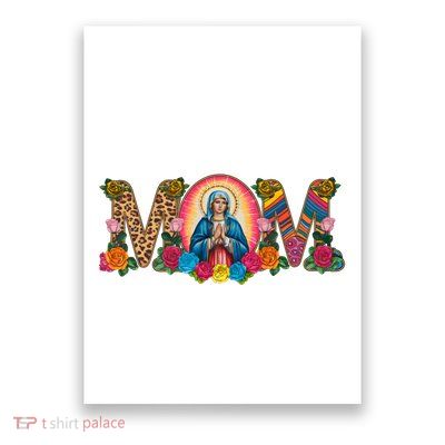 Floral Mom Mother Mary Leopard Rainbow Pattern Poster