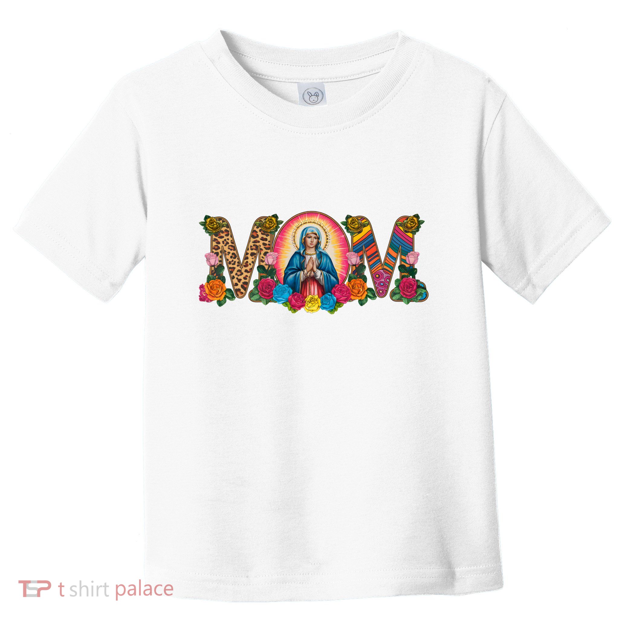 Floral Mom Mother Mary Leopard Rainbow Pattern Toddler T-Shirt