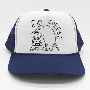 Funny Mouse Meme Eat Cheese And Sin Rat Gift Trucker Hat