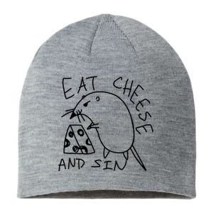 Funny Mouse Meme Eat Cheese And Sin Rat Gift Sustainable Beanie