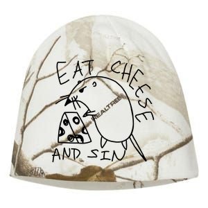 Funny Mouse Meme Eat Cheese And Sin Rat Gift Kati - Camo Knit Beanie