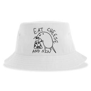 Funny Mouse Meme Eat Cheese And Sin Rat Gift Sustainable Bucket Hat