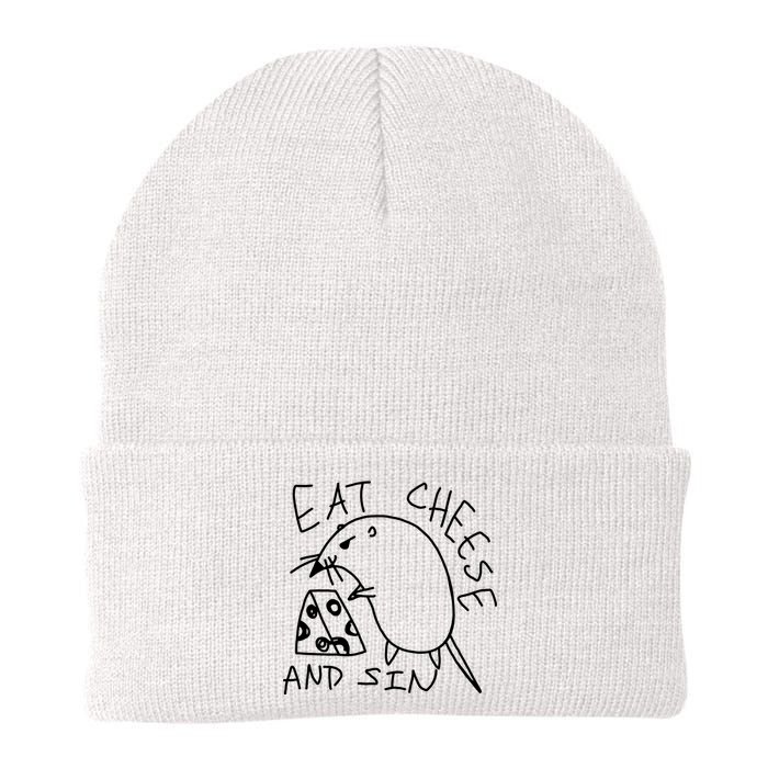 Funny Mouse Meme Eat Cheese And Sin Rat Gift Knit Cap Winter Beanie