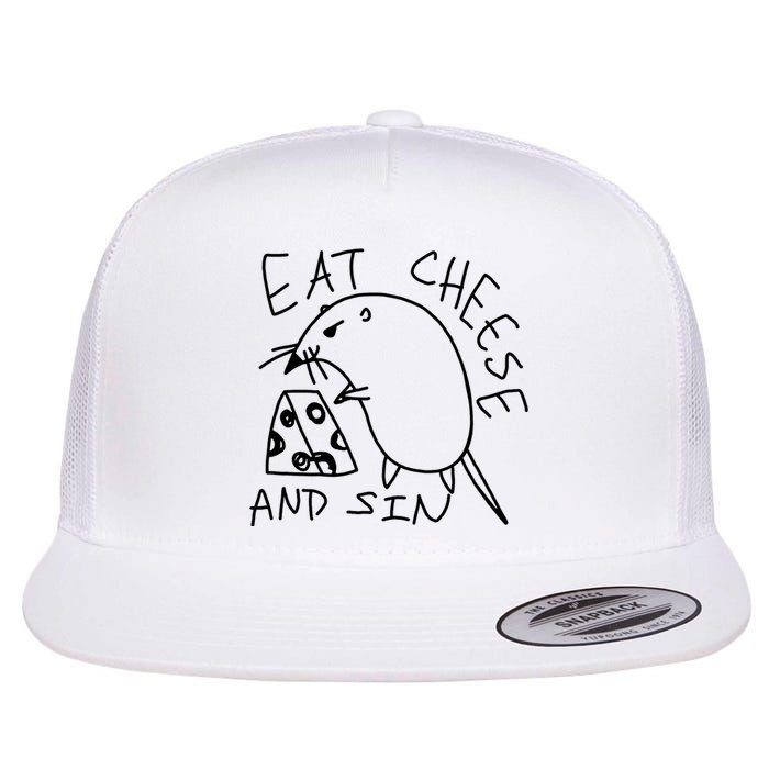 Funny Mouse Meme Eat Cheese And Sin Rat Gift Flat Bill Trucker Hat