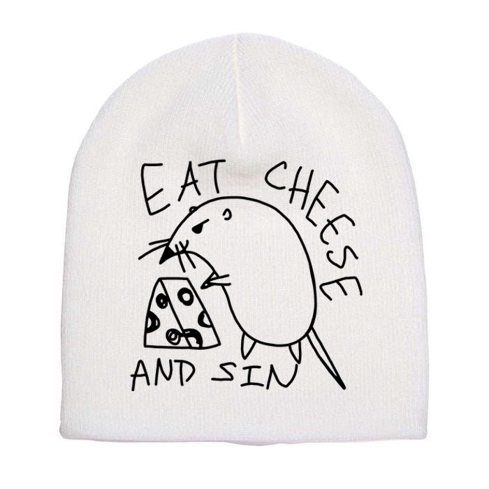 Funny Mouse Meme Eat Cheese And Sin Rat Gift Short Acrylic Beanie