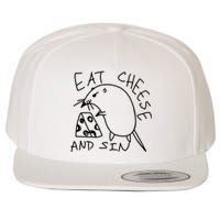 Funny Mouse Meme Eat Cheese And Sin Rat Gift Wool Snapback Cap