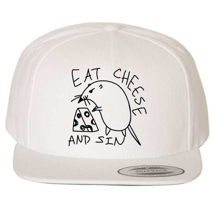 Funny Mouse Meme Eat Cheese And Sin Rat Gift Wool Snapback Cap