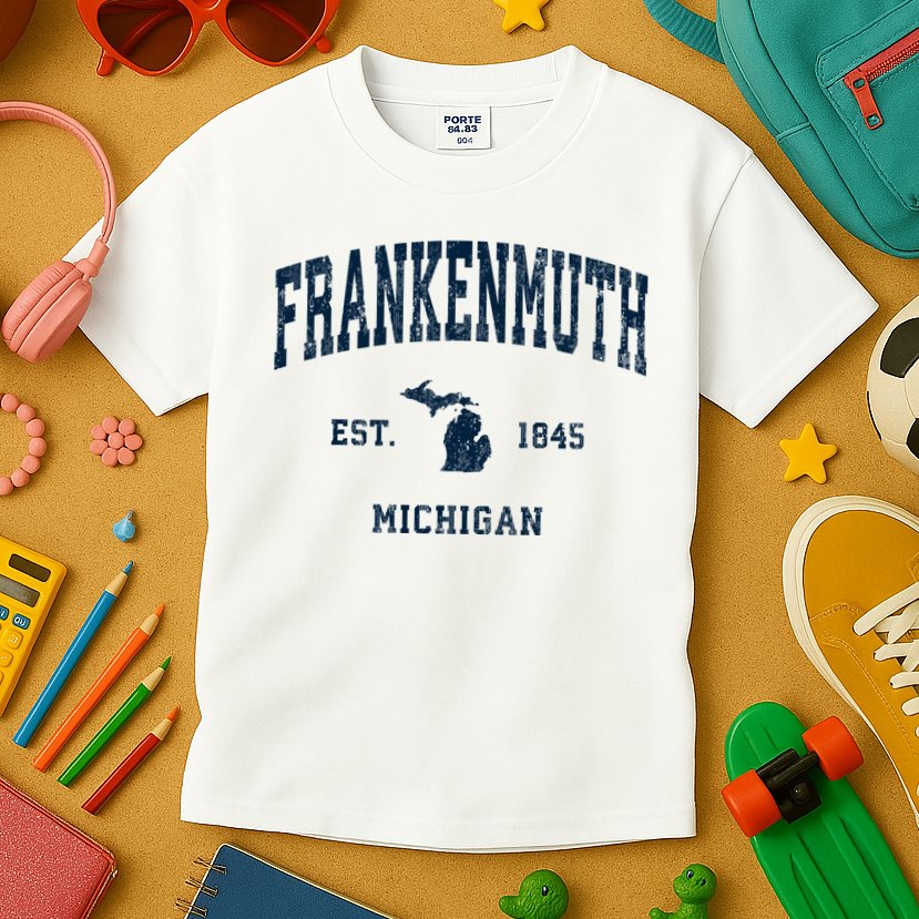 Frankenmuth Michigan Mi Vintage Athletic Kids T-Shirt