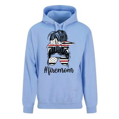 Firefighter Mom Messy Bun Fire Mom Mother Thin Red Line Unisex Surf Hoodie