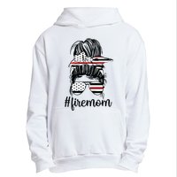 Firefighter Mom Messy Bun Fire Mom Mother Thin Red Line Urban Pullover Hoodie