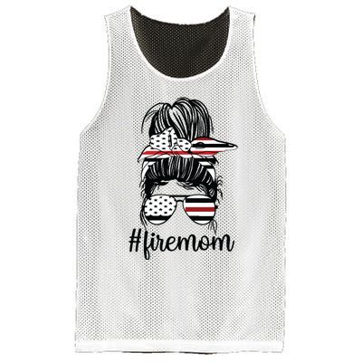 Firefighter Mom Messy Bun Fire Mom Mother Thin Red Line Mesh Reversible Basketball Jersey Tank