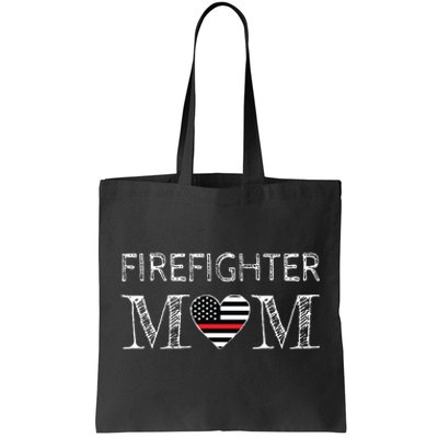 Firefighter Mom Mother Support The Thin Red Line Flag Son Tote Bag