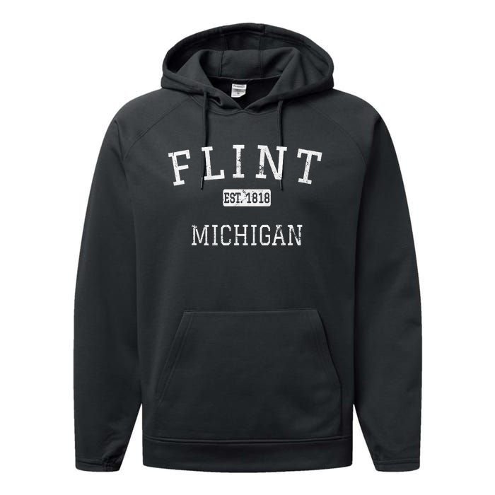 Flint Michigan MI Vintage Performance Fleece Hoodie