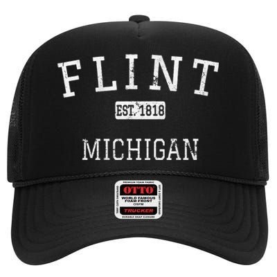 Flint Michigan MI Vintage High Crown Mesh Back Trucker Hat