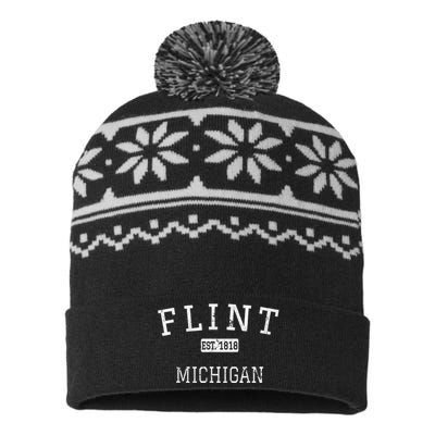 Flint Michigan MI Vintage USA-Made Snowflake Beanie