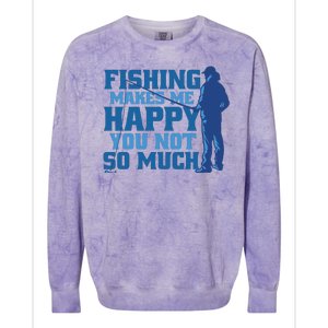 Fishing Makes Me Happy Funny Colorblast Crewneck Sweatshirt