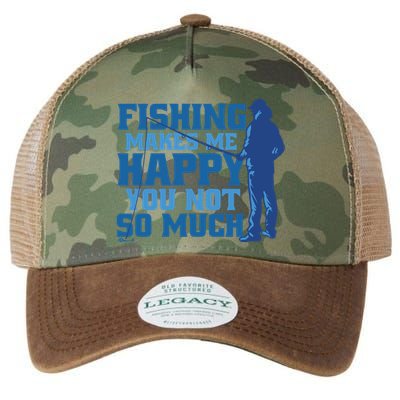 Fishing Makes Me Happy Funny Legacy Tie Dye Trucker Hat