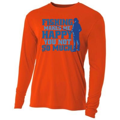 Fishing Makes Me Happy Funny Cooling Performance Long Sleeve Crew