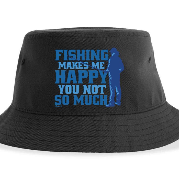 Fishing Makes Me Happy Funny Sustainable Bucket Hat