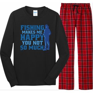 Fishing Makes Me Happy Funny Long Sleeve Pajama Set