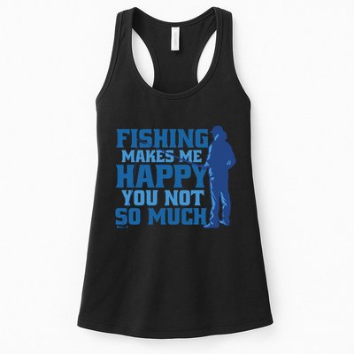 Fishing Makes Me Happy Funny Womens Tank Top
