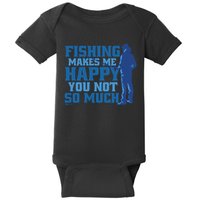 Fishing Makes Me Happy Funny Baby Bodysuit