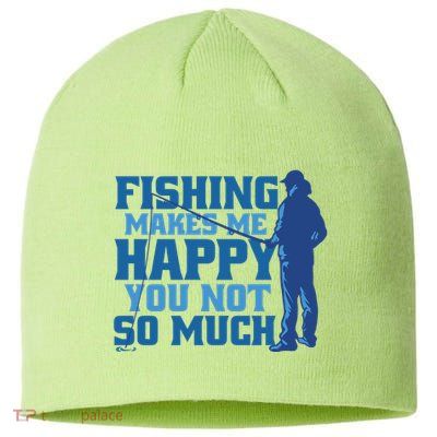 Fishing Makes Me Happy Funny Sustainable Beanie