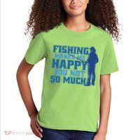Fishing Makes Me Happy Funny Kids T-Shirt